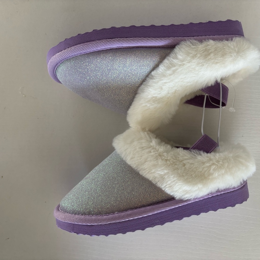 Magellan Outdoors Sparkly Lavender Kids hard sole Slippers - Picture 6 of 10